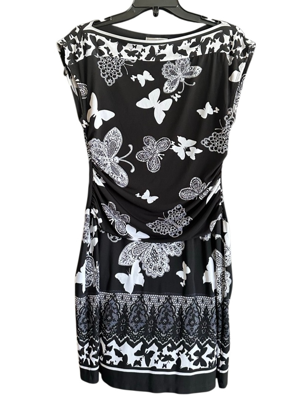 Intermission Black & White Butterfly Print Women's Dress. Size 8.